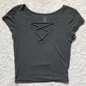 Medium PacSun Grey Cropped Shirt